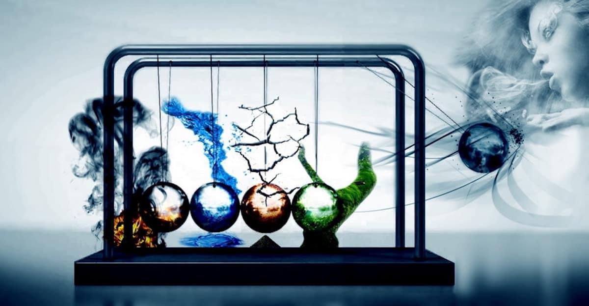 Nous sommes entourés par les quatre éléments classiques (air, terre, feu et eau) dans notre environnement.