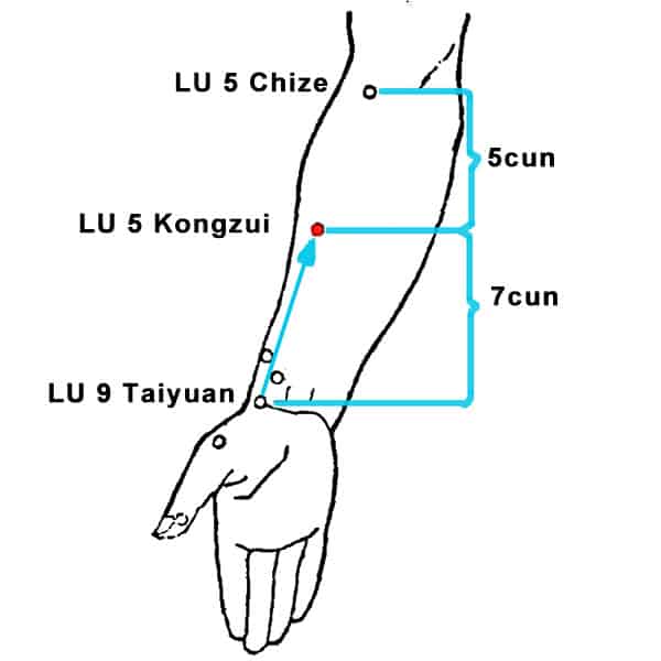 Point Kong Zui (6P) du méridien du poumon