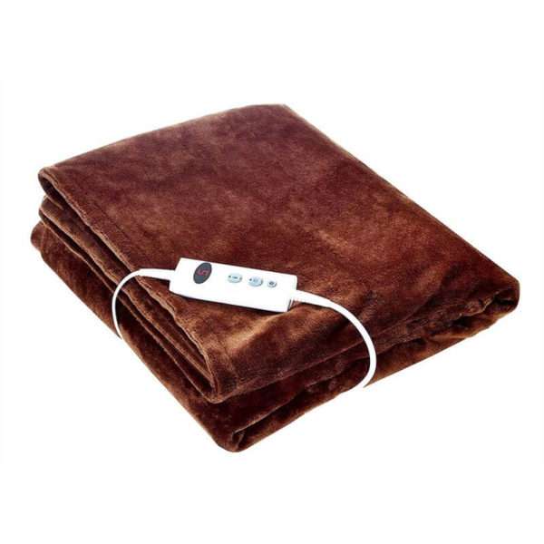 Couverture chauffante douillette marron