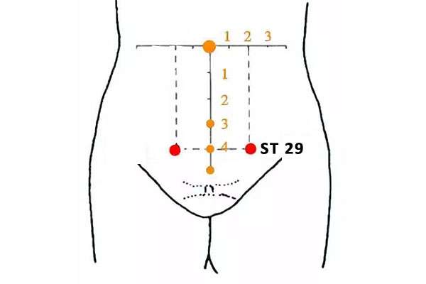 Point d'acupuncture ST 29 (Guilai)